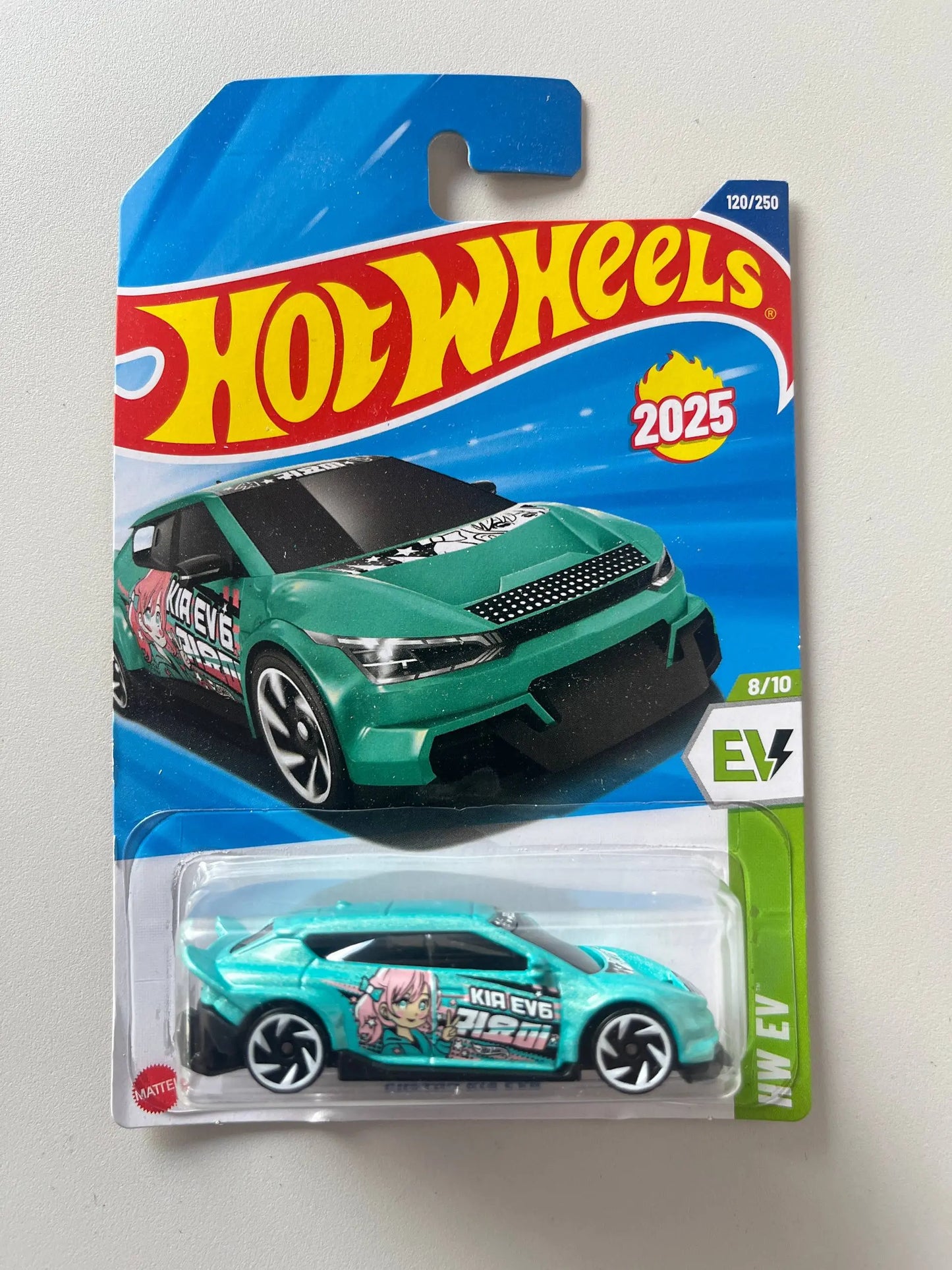 Hot Wheels 2025 Kia EV6 Teal/Anime Deco – HW EV 120/250 (8/10)