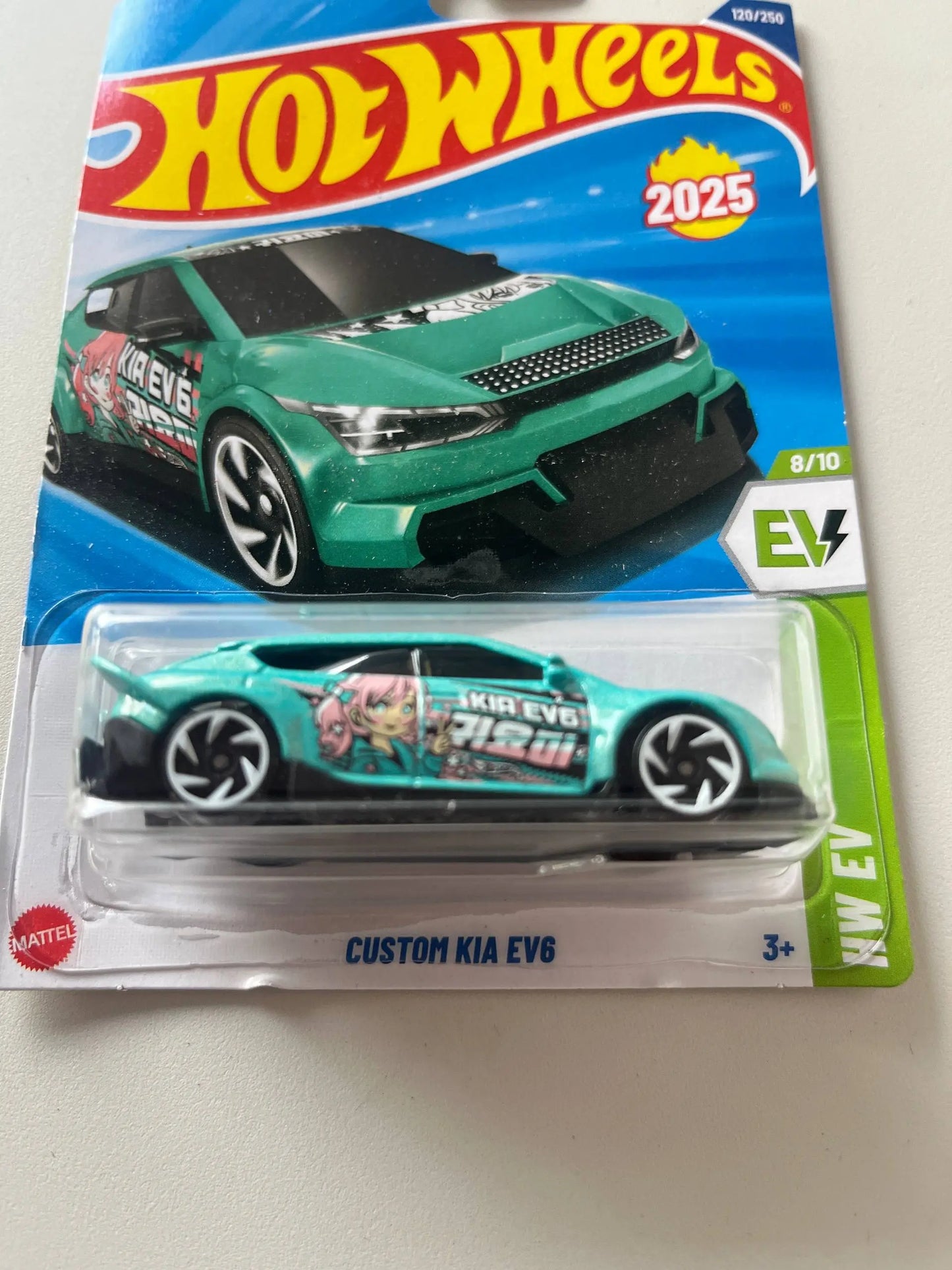 Hot Wheels 2025 Kia EV6 Teal/Anime Deco – HW EV 120/250 (8/10)