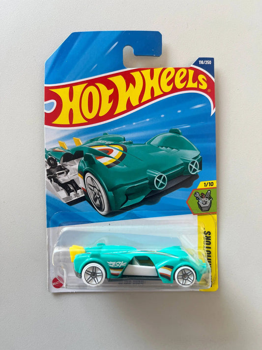 Hot Wheels Slide Kick – 116/250 Die-Cast Car (1/10 Experimotors Series, Teal/White)