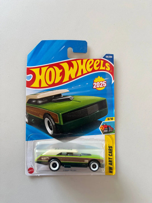 Hot Wheels 2025 Long Bloc – HW Art Cars Green Wood Panel #152/250 Diecast Car