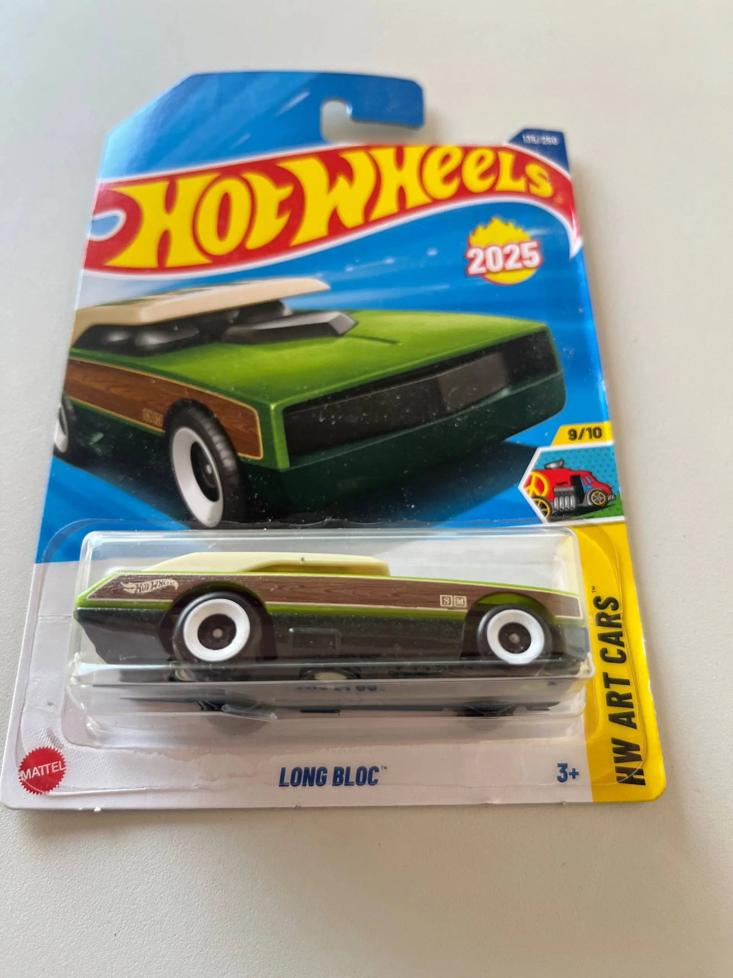 Hot Wheels 2025 Long Bloc – HW Art Cars Green Wood Panel #152/250 Diecast Car